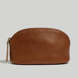 NWT Madewell Leather Makeup Pouch (color: English Saddle)